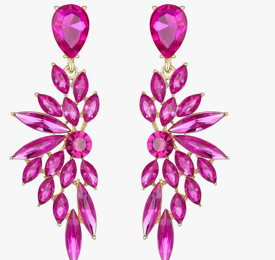 BriLove Women's Wedding Bridal Crystal Teardrop Multi Marquise Cluster Bling Dangle Earrings