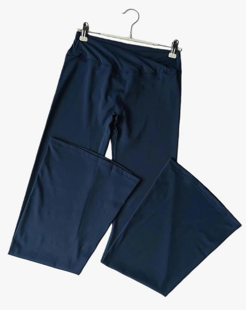 Women's Cross Waist Flare Pants Booty Lifting Yoga Tights Ruffle Detail Quick Dry Wide Leg Workouts M