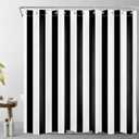 LB Black and White Shower Curtain, Striped Bathroom Curtain, 72x72 inch Waterproof Polyester Fabric, Fashion Bath Decor, Ring Hooks Included