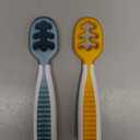 NumNum Baby Spoons Set, Baby Essentials Pre-Spoon GOOtensils for 6+ Months, First Stage Self-Feeding Spoons for Baby Led Weaning (BLW), Silicone Toddler Utensils, BPA-Free, 2 Pack Blue/Orange