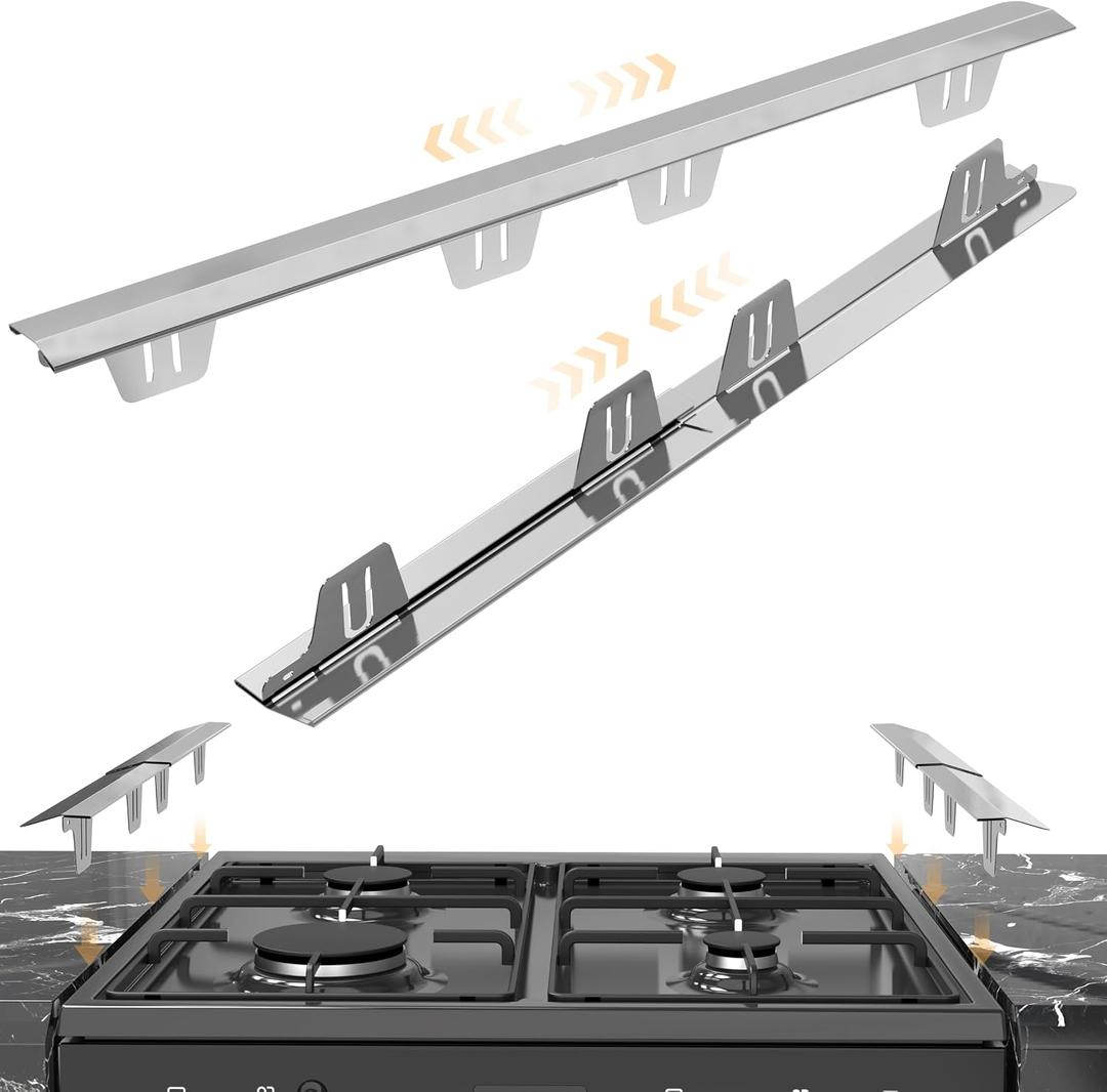 Stainless Steel Stove Gap Covers T-Shape 2 Pack Retractable Oven Gap Filler