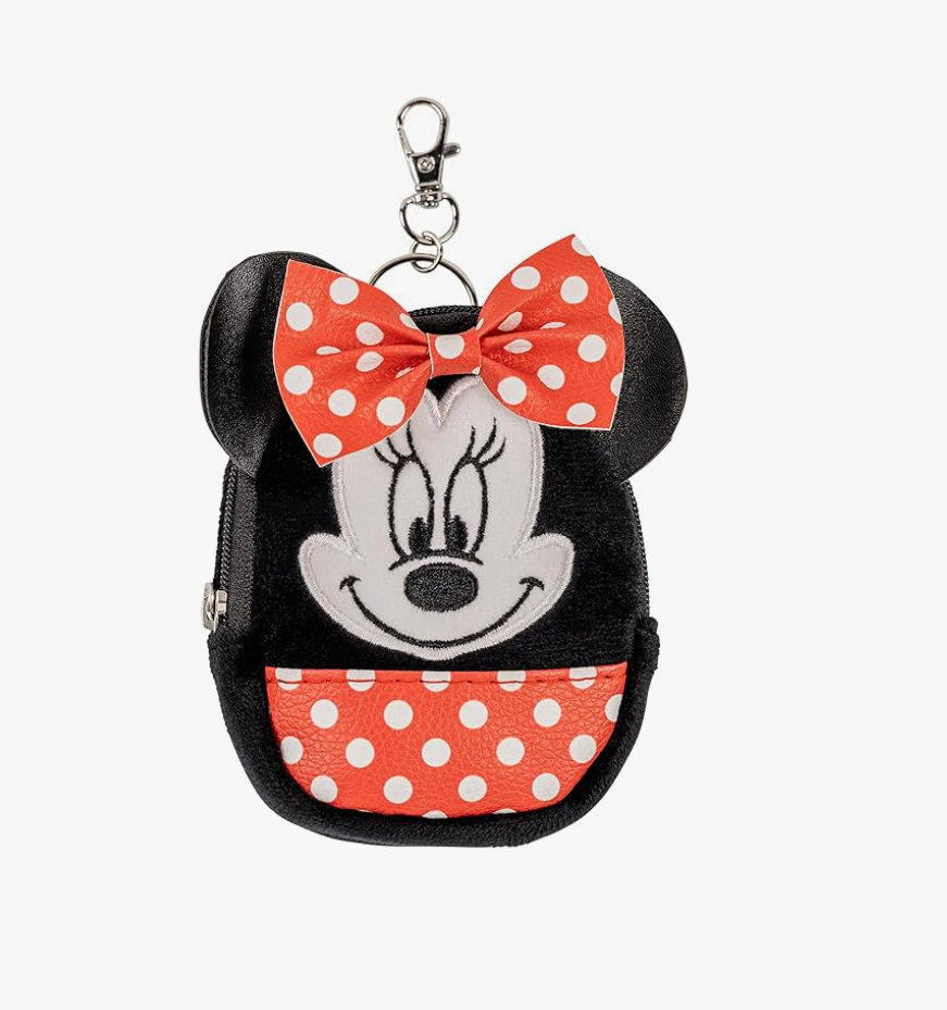 Disney Minnie Mouse Black and Red Mini Backpack Keychain, Black, White & Red, One Size, Modern