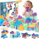 Extra-Large 80PCS Soft Silicone Building Blocks for Toddlers 18 Months and Up  BPA-Free STEM Stacking Toys, Safe Teething-Friendly Soft Blocks, Perfect Baby Shower or Birthday Gifts