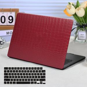 Funut for MacBook Air 13.6 inch Case 2022 2023 2024 2025 Release M4 A3240 M3 A3113 M2 A2681 with Touch ID, MacBook Air 13 M2 M3 Crocodile Leather Hard Shell Case & Keyboard Cover, Red