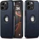 Classy Design Luxury Leather Phone Case for iPhone 12 & iPhone 12 Pro Non-Slip Grip Full Body Ultra Slim Protective Case (2020,6.1) (Blue)