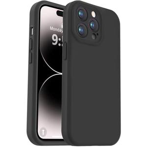 Vooii Compatible with iPhone 14 Pro Case, Liquid Silicone Upgrade Camera Protection Soft Anti-Scratch Microfiber Lining Shockproof Phone Case for iPhone 14 Pro 6.1 inch - Black