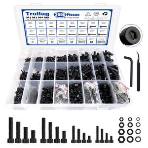 2000PCS Metric Screws Assortment Kit, M2 M3 M4 M5 Bolts and Nuts with Lock and Flat Washers, 12.9 Grade Alloy Steel Metric Bolt Assortment Kit