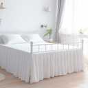 Premium Microfiber King Ruffled Bed Skirt, 24 Drop with Split Corners, Soft Wrinkle Free Bedskirt with Platform, Solid White Dust Ruffle for 78" x 80" Mattress