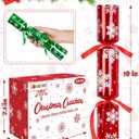 Melisheer Christmas Crackers, 12 Pack No Snap Christmas Party Favors with Snowflake Design, Xmas Poppers with Crown and Joke, Perfect for Christmas Gifts Xmas Table Holiday Party Supplies