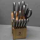 14 PCS Knife Set with Wood Block - Stainless Steel Kitchen Knife Block Set with Built in Sharpener, Dishwasher Safe, Rust Resistant, Non-Slip Ergonomic Handle - Gift for Men Women and Housewarming