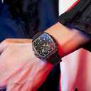 OLEVS Watches for Men Casual Luxury Large Face Multifunctional Chronograph Men's Watches Durable Silicone/Nylon Strap 3ATM Waterproof Men Watch Date Moon Phase Analog Quartz Watch Reloj para Hombre (G2942-black-all black)