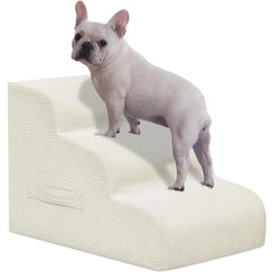 Dog Steps for Small Dogs, 3-Step Dog Ramp and Stairs for High Beds and Sofa, Non-Slip Pet Stairs for Small Cats, Removable and Easy to Clean Pet Stairs, Beige