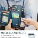 Compatible with iPhone 16 Pro 6.3" Wallet Case with Card Holder RFID Blocking for Women Men, Double Magnetic Clasp Kickstand Shockproof Phone Case Fit for iPhone 16 Pro, Blue