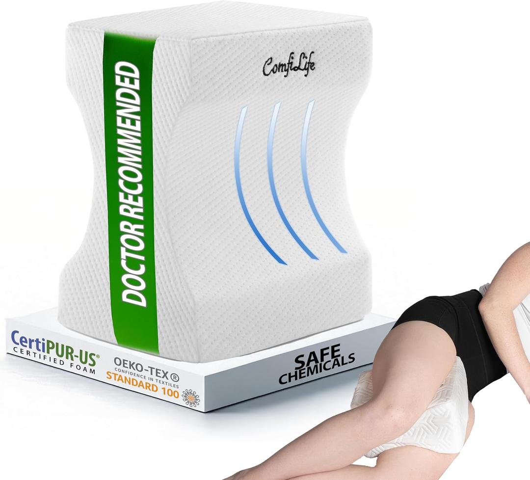 ComfiLife Orthopedic Knee and Leg Pillow for Side Sleepers Sleeping - 100% Polyurethane Foam for Back Pain, Hip Pain Relief