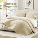 Comfort Spaces Ivory Oversized Queen Quilt Set 102"x118" Bedspread Quilted Summer Lightweight Microfiber Bedding Coverlet with Double Sided Stitching Soft All Season Cozy 3 Piece with Matching Shams