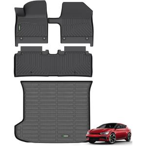 ANBINGO Floor Mats & Cargo Liner for KIA EV6 2022-2024, GT/GT-Line, All Weather Floor Liner for EV6, 2022 2023 2024 EV6 Car Mats Accessories-Black