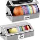 Hat Organizer for Baseball Caps, 2-Pack Stackable Hat Storage Box Holds 30 Caps, Foldable Cardboard Holder with Clear Dust-Proof Window for Closet, Grey