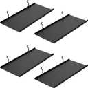 PEKGRIL 17X8 Inch Large Pegboard Shelves Set of 4, Metal Peg Board Shelves Accessories, Flat Display Shelves for Pegboard, Metal Retail Display for Storage and Organization, Black
