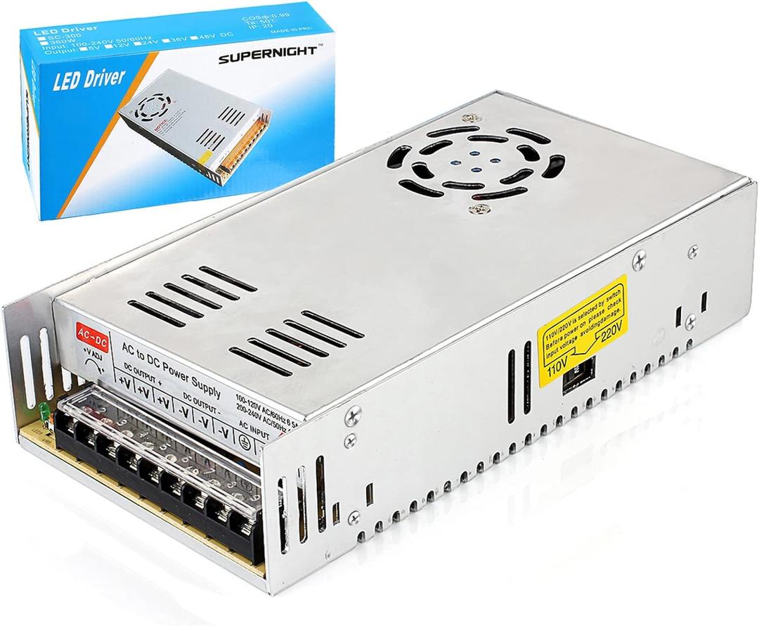 SUPERNIGHT 12V 30A 360W Power Supply AC 110V/220V to DC 12V Universal Regulated Switching Transformer Adapter Power for CCTV, Computer Project, LED Strip Lights
