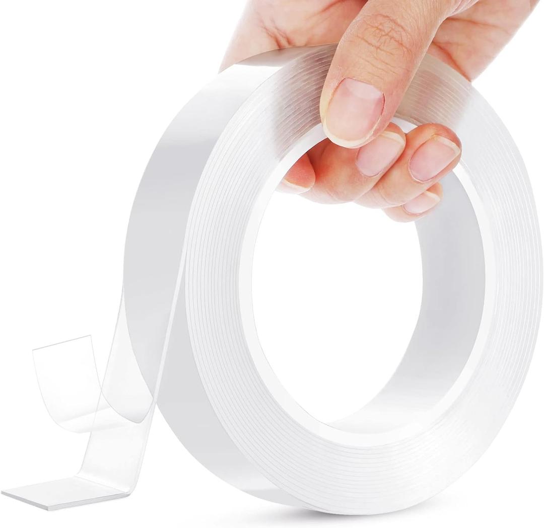 Double Sided Tape Heavy Duty, Clear Removable Mounting Tape, Multipurpose Strong Transparent Adhesive for Home Office Walls Decor, Poster Hanging, Carpet, Automotive Trim, DIY Projects (155in x 1in)