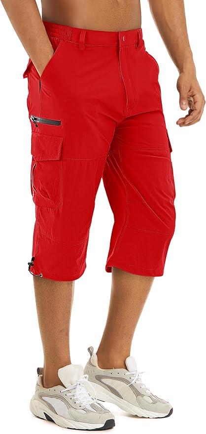 TACVASEN Men's Capri Pants Cargo Long Shorts Quick Dry Lightweight 3/4 Pants Below Knee Summer Hiking Work, Size 34