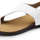 DREAM PAIRS Women's Comfortable Cork Footbed Arch Support Sandals Casual to Dressy Thong Walking Flat Sandals for Summer, 7