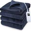Sunbeam Royal Ultra Fleece Heated Electric Blanket, 12 Heat Settings, 12-Hour Auto Shut-Off, Indigo