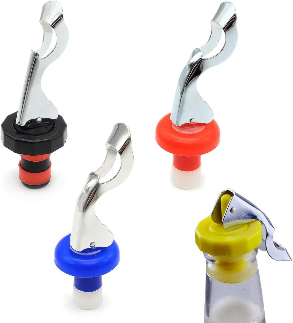 Wine Stoppers, Food-safe Silicone Bottle Stoppers, Expanding Manual Beverage Stopper, Reusable Wine Bottle Corks, Creates Airtight Seal, Assorted Colors 4 Pack (Assorted)