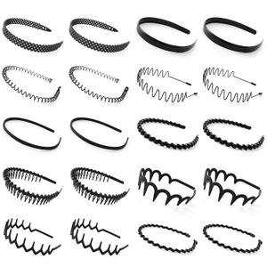 20PCS Fashion No Slip Comfortable Comb Headbands with Teeth for Women and Men Hair Head Bands Zig Zag Accessories Non Styling Hairband Thin Metal High Skull Trendy Reversible Plastic Cranium Black