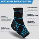 Ankle Brace for Women & Men: Adjustable Straps Compression Support Sleeve for Plantar Fasciitis Relief Achilles Tendonitis Brace & Foot Stabilizer for Sprained Ankle Recovery (M: 8''-12'')