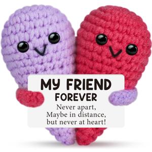 Funny Crochet Love Gifts for My Forever Best Friend,Friendship Bestie Birthday Gifts for Women Men Her Him Female Male Girls Boys,Small Cute Handmade Knitted Stuff with Card,Emotional Friend Support