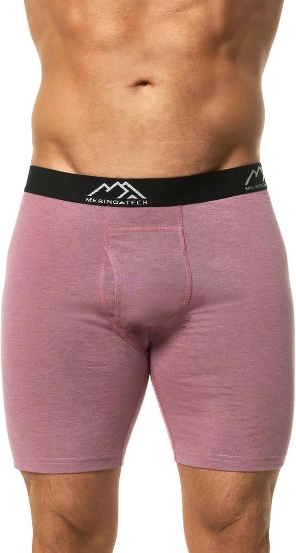 Merino.tech Merino Wool Boxer Briefs Men - Merino Wool Underwear Breathable Dry Fit Comfy Sports Base Layer for Men (Large, Dark Mauve 1 Pack)