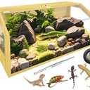 15 Gallon Compact Clear Lizard Enclosure Cage with Lock Top  Ideal for Dwarf Species, 20" L12" W14" H