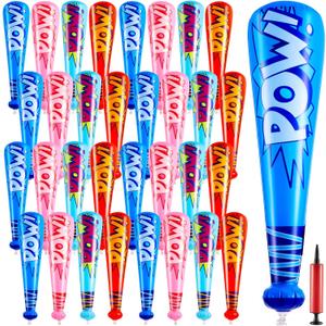Seematn 32 Pcs Mardi Gras Throws Bulk Pow Inflatable Baseball Bats 17 Inch Inflatable Blow up Bats for Kids Carnival Game Prizes Bulk Carnival Hero Sports Prizes Favors (Blue,Dark Blue,Pink,Red)