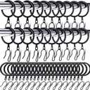 Hotop 60 Pieces 1.65 Inch Metal Drapery Curtain Rings Curtain Hanging Rings and 60 Pieces Metal Drapery Pin Hooks for Drapes Window Door Shower (Black)