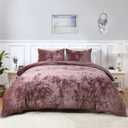 CAROMIO Velvet Duvet Cover King, Soft Flannel Comforter Cover for All Season, Machine Washable Luxury Bedding Set with Corner Ties and Button Closure, Dusty Pink (King(104"x90"))
