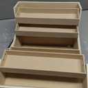 Joligrace Makeup Train Case Large Portable Cosmetic Makeup Storage Box Organizer Lockable with 4 Tray Compartments Retro Champagne Beige Vegan Leather (Long Tray Version)