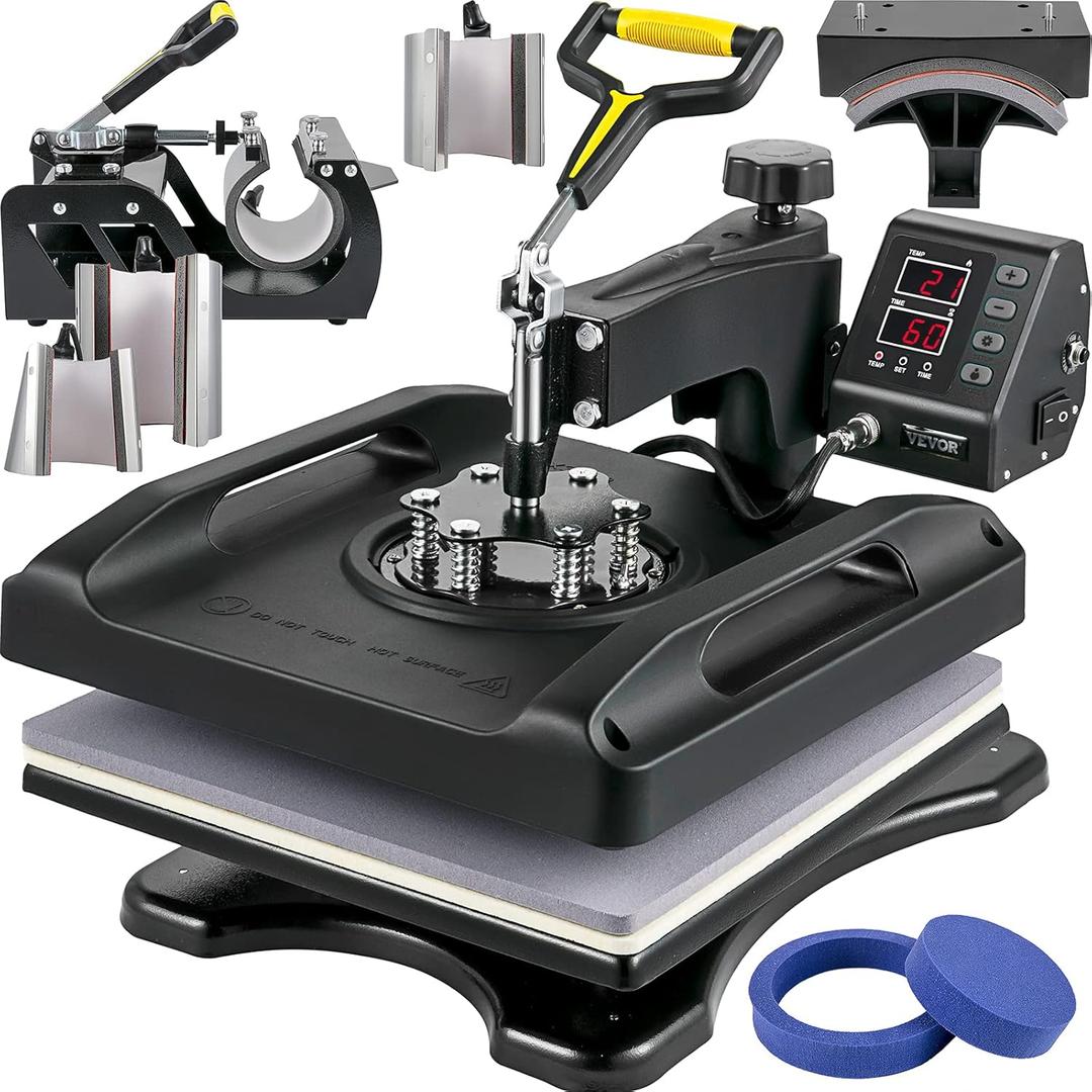 Enhanced Heat Press Device, 8-in-1 Energy Efficient Combo, Versatile Sublimation with 360° Swivel - 8'6" x 11'6"