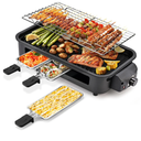 Pukomc Electric Indoor Grill,2 in 1 Indoor Grills for Kitchen with Grill Net & Non-Stick Cooking Removable Plate, Temperature Control, Dishwasher Safe, 1700W Black