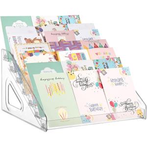 7 Tier Acrylic Greeting Card Display Stand Portable Display Rack Storage Sticker Organizer Stamp Postcard Mail Greeting Card Holder Portable Display Rack Holder for Retail Counter Desk
