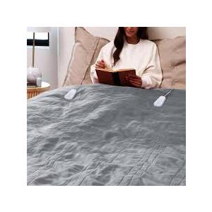 Sunbeam King Microplush Electric Heated Blanket with 10 Heat Settings, Preheat Feature, 2 Personalized Controllers, UL Certified (Gray)