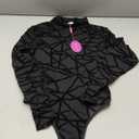 Avidlove Long Sleeve Bodysuit for Women Turtleneck Sheer Mesh Bodysuit Geo Print Leotards (Small, Black)