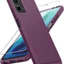 FNTCASE for Motorola Moto G-5G-2024 Case: Dual Layer Heavy Duty Cell Phone Protective Cover Shockproof Rugged with Non-Slip Textured - Military Drop Protection Bumper Tough Case (Burgundy Purple)