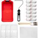 Mister Rui Mini Paint Roller Kit-13 Piece, 4-Inch Microfiber Paint Rollers with Ergonomic Handle, Small Roller Paint Brush, Paint Tray with 3 Liners, Perfect for House Painting, Trim, and Touch-Ups