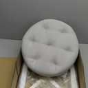 Hillsdale, Sophia Round Tufted Wood and Upholstered Backless Vanity Stool for Makeup Room or Bathroom, Gray (Grey)