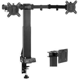 TOPSKY Adjustable Electric Monitor Desk Mount Fits Up to Dual 32 Inches 19.8lbs or Single 49 Inches 33lbs Computer Screens, Adjustable Swivel, Tilt, Rotate, VESA 75x75mm or 100x100mm MMT00.01 (Black)