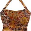 SOLY HUX Women's Plus Size Boho Print Halter Tops Summer Sleeveless Slim Fit Going Out Crop Tank Top, Size XXXL