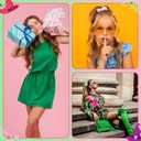 40 Pcs Halloween Witch Princess Party Supplies Pink and Green Hair Scrunchies Braided Friendship Bracelet Star Witch Hat Matching Bracelet Hair Accessories for Women Theme Birthday Gift