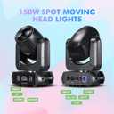 Moving Head Light 150W Stage Lights 8 Gobos 8 Colors 12 Channels Beam Spotlights 18-Face Prism DMX 512 with Sound-Activated for Party Event Wedding DJ Lighting (2)