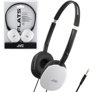 JVC Flats On-Ear Wired Headphones - Flat Foldable Design - 30mm Driver for Powerful Sound - Soft Ear-Pads for Comfort  Steel Headband - Lightweight & Portable - PC/Laptop/Gaming - 3.5mm Slim Plug (White)